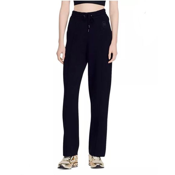 Sandro Knitted Straight-Leg Trousers Black Size 42 - Picture 1 of 12